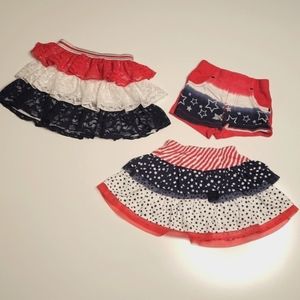 Girls 4th of july skirts/shorts 2t